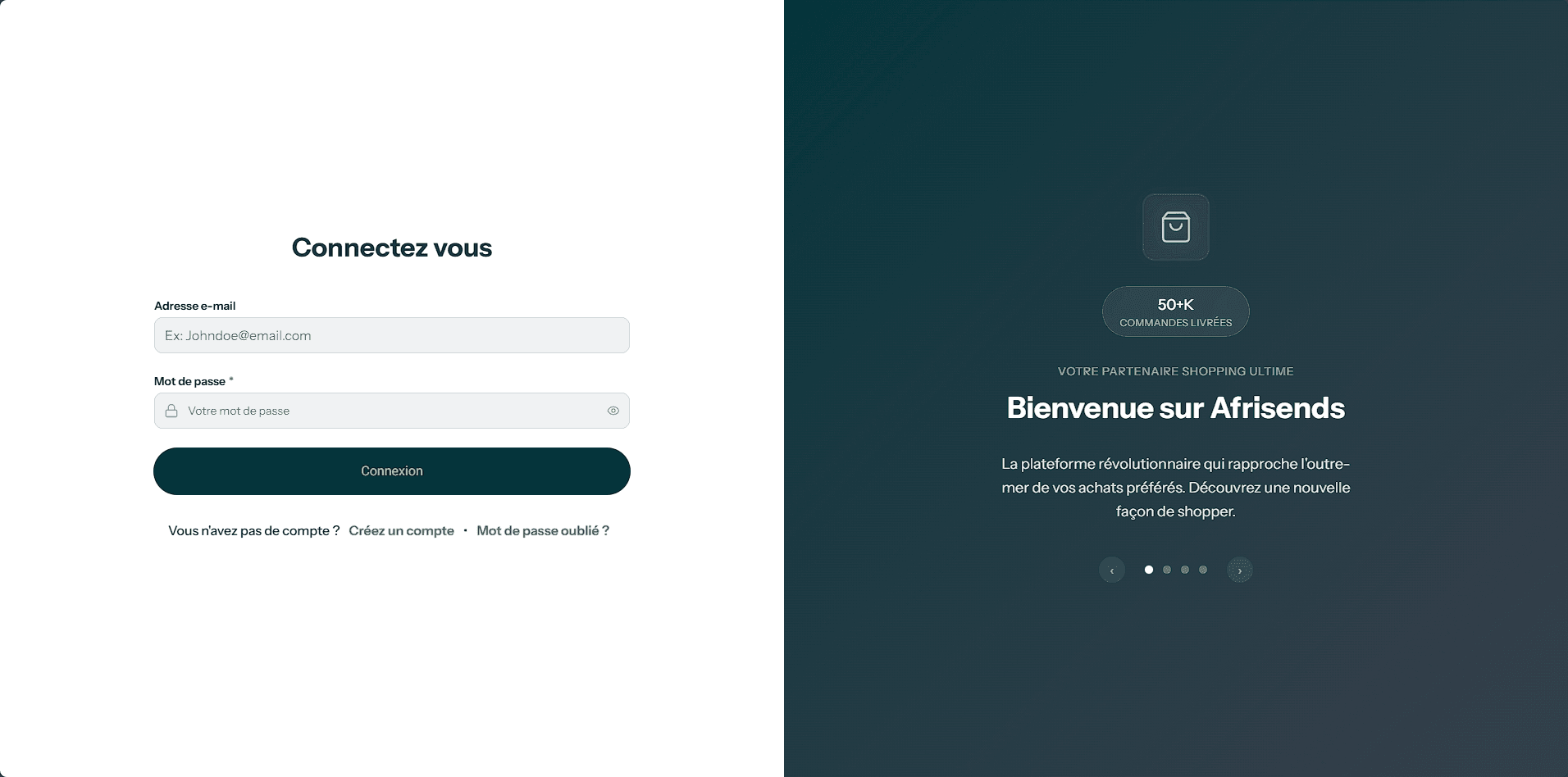 Capture d'écran — Afrisends